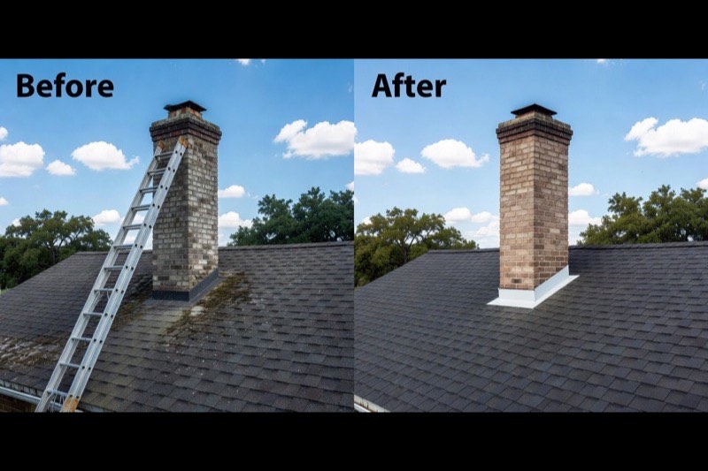Restored masonry chimney