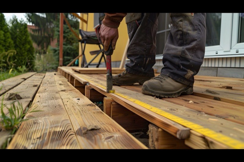 Old deck removed for replacement
