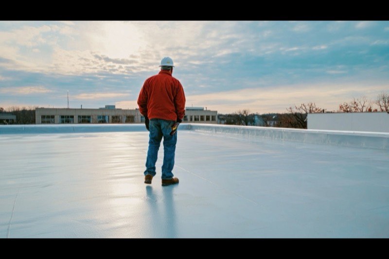 White TPO membrane flat roof