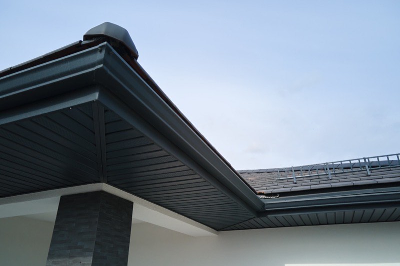 Heavy-duty gutters on a commercial building