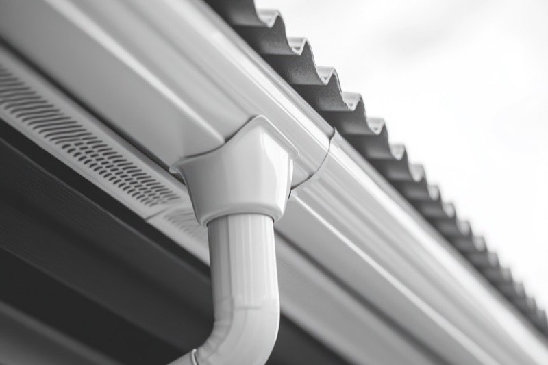 Gutter hardware being inspected and tightened