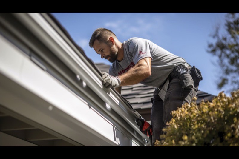 Old gutters being removed for replacement