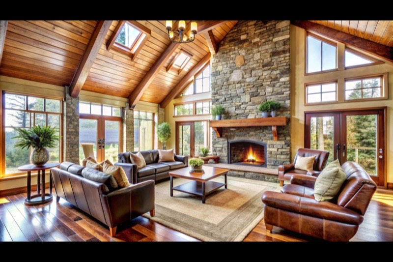 Custom stone fireplace