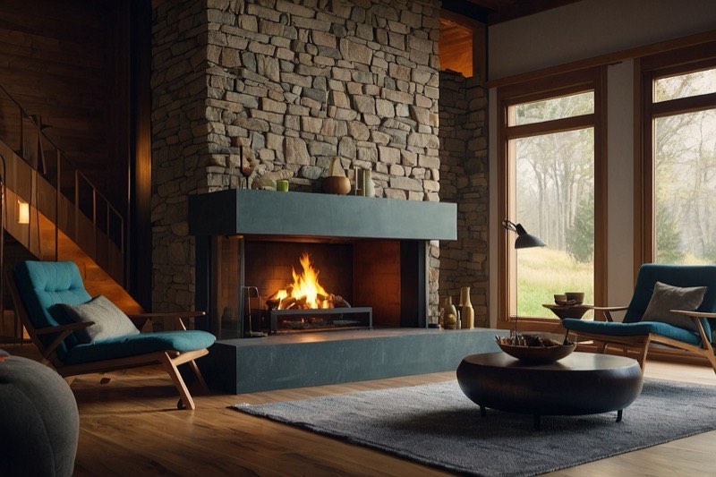 Firebox and hearth being repaired