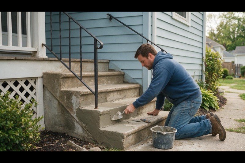 Front stoop being rebuilt