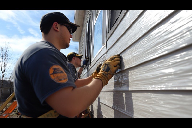 New siding installation on a home